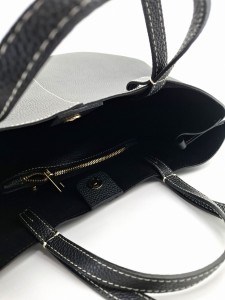 duza torba shopper czarna skora naturalna shopperka lodka vero