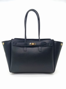 torebka damska shopper czarna rozpinana hermeska miesci a4 skora naturalna