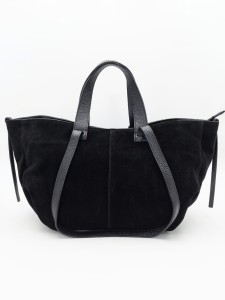 czarna torebka zamszowa shopper z dwoma uchwytami