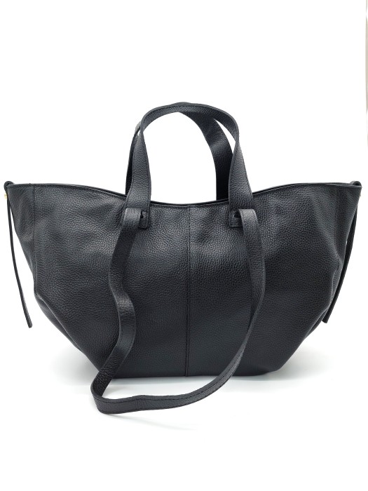 czarna skórzana torebka damska typu shopper