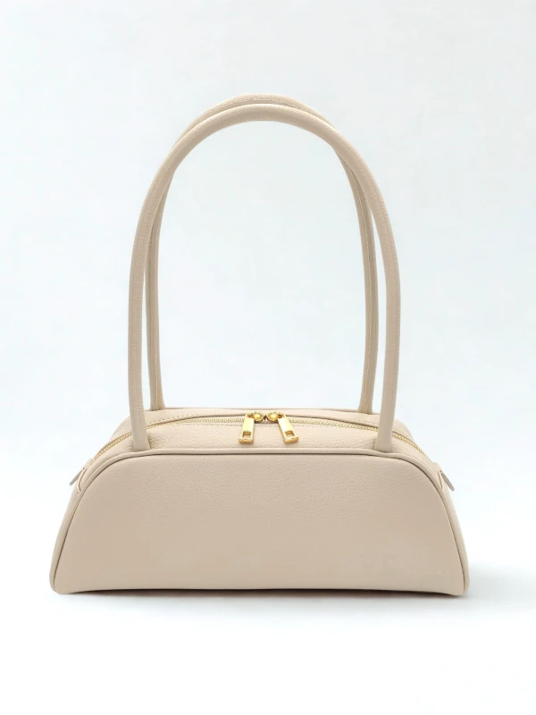 jasnobeżowa torebka na ramię borse in pelle