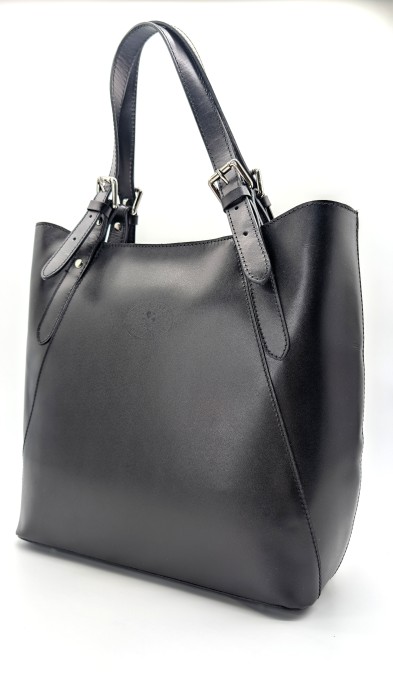 torebka damska shopper czarna vera pelle
