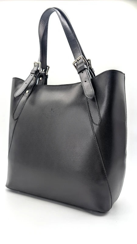 torebka damska shopper czarna vera pelle