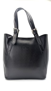 torebka damska shopper czarna vera pelle