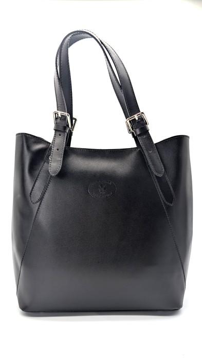torebka damska shopper czarna vera pelle