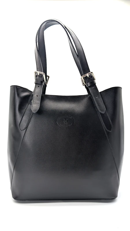 torebka damska shopper czarna vera pelle