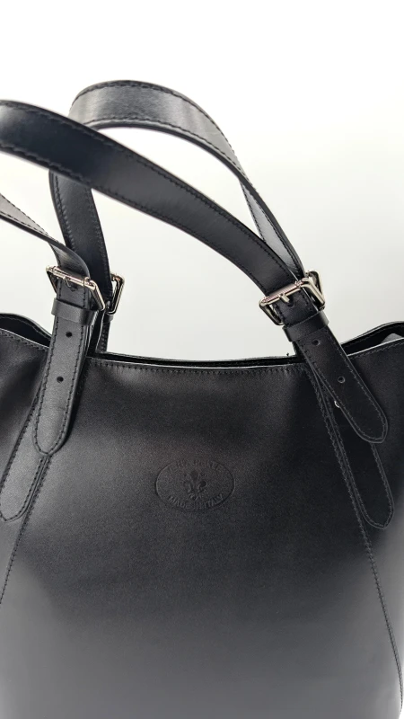 torebka damska shopper czarna vera pelle